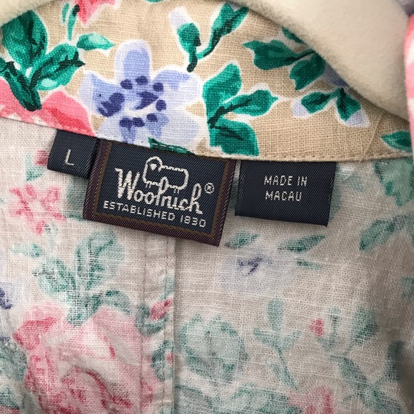 Woolrich blazer shoulder pads floral large linen - Picture 2 of 8